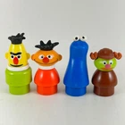 FOUR Vintage Fisher Price Sesame Street Little People Ernie Bert Cookie Sherlock