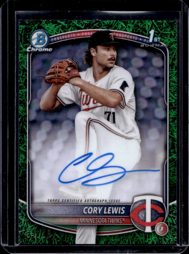 2025 Bowman Cory Lewis Chrome Auto Green Grass Refractor 1st Prospect #/99 Twins