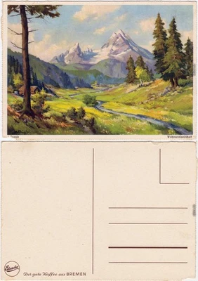 Berchtesgaden Watzann Eduscho Werbung Ansichtskarte Künstlerkarte 1930 - Bild 1 von 3