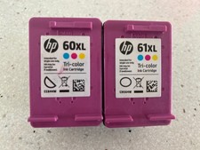 Lot of 2 HP Empty Ink Cartridges 60XL CC644W and 61XL CH564W Tri-color