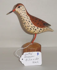 Jim & Pat Slack Hand Carved & Painted Bird ~ Spotted Sandpiper ~ Signed