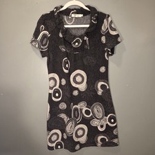 Aryeh Retro Style Short Sleeve Lightweight Sweater Dress Circles, Women's Size L