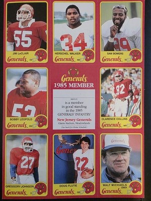 1985 New Jersey Generals Walker Flutie Rookie UNCUT SHEET      