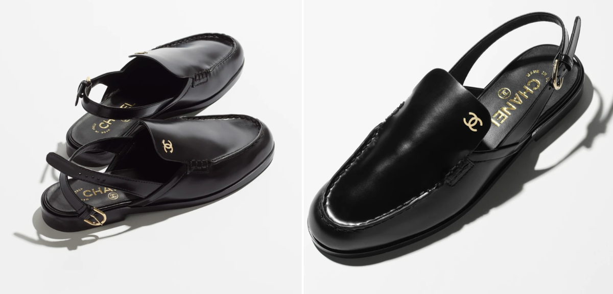 Size 36.5EU NEW CHANEL 26P Black Shiny Calfskin Slingback Loafers
