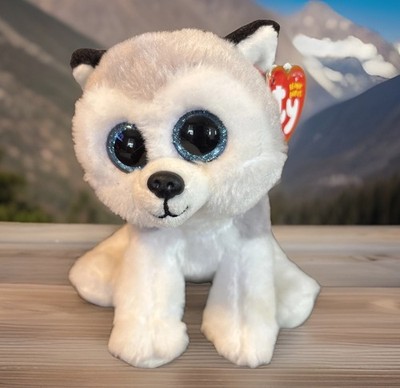2018 Ty Beanie Babies Buff Husky Blue Glitter Eyes 6  Plush W/ Heart & Tush Tags