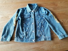 coole Jeansjacke Kinder Schmetterling Pailletten Größe 140 - wie NEU