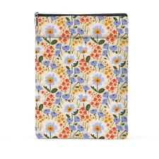 Watercolor Floral Pattern Book Lovers Gifts Waterproof Book Sleeve Book Pouch
