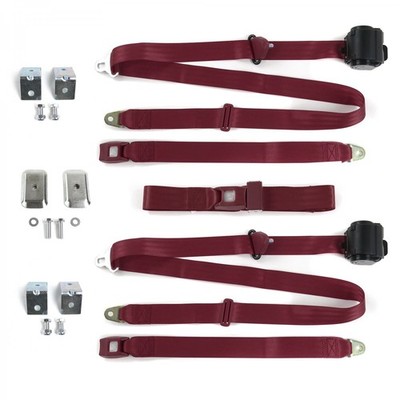 Ford Fairlane 1960 - 1961 Standard 3pt BURG Bench Seat Kit w/Brackets 3 Belts 