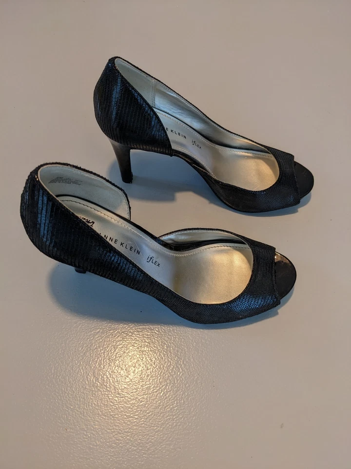 Zapatos de salón Anne Klein Akserafina para mujer negros punta abierta plataforma talla 9 Foto 2 de 4