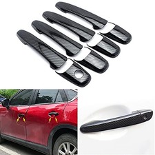 Exterior Door Handle Frame Cover Trim Decorative Carbon Fiber Texture