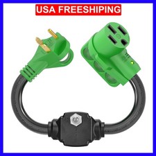 Overload Protector 30 Amp to 50 Amp RV Adapter Cord with Circuit Breaker, NEM...