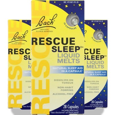 Bach Rescue Sleep Liquid Melts Natural Aid 28 Capsules 3 Pack