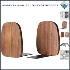 Sturdy Polished Walnut Bookends for Stylish Home Office & Library Organization