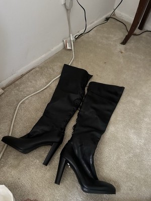Stuart Weitzman Over The Knee OTK 5050 High Heel Black Leather Women s Boot, 9 M