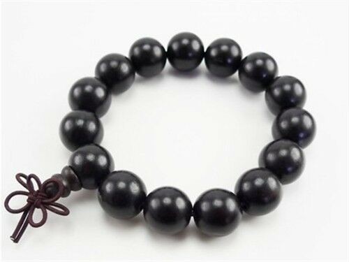 Tibetan Stretchy 15 Black Sandalwood Yoga Meditation Prayer Beads Mala Bracelet