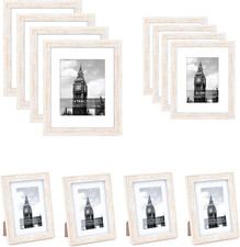 Rustic Washed White Picture Frame Set - Multiple Sizes for Home Decor
