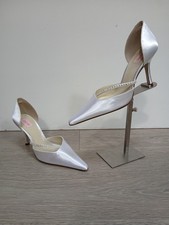 Women's PINK White Satin Bridal Shoes Size UK 5.5 EU 38.5 Heels Diamante Boxed