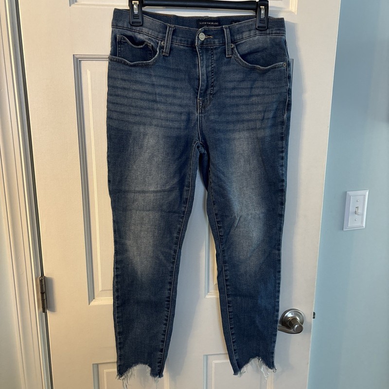 Lucky Brand Ankle Distressed Skinny Jeans Size 10 Medium Blue Denim
