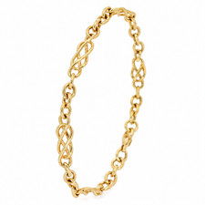 Gold Bracelet 9ct Yellow Gold Celtic Link Plaited Figaro 7 Inch 10.4g Ladies