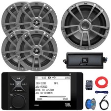 JBL R3500 Marine Radio, 4x 6.5" Speakers, Wire, Antenna, 10" Sub, Amp, Kit