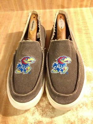 Campus Cruzerz Mens 10M Kansas University KU Jayhawks Gray Tan Hey Dude Sneakers
