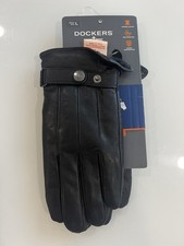 Dockers Mens Black Genuine Leather Gloves Lined BLACK Size Large NEW