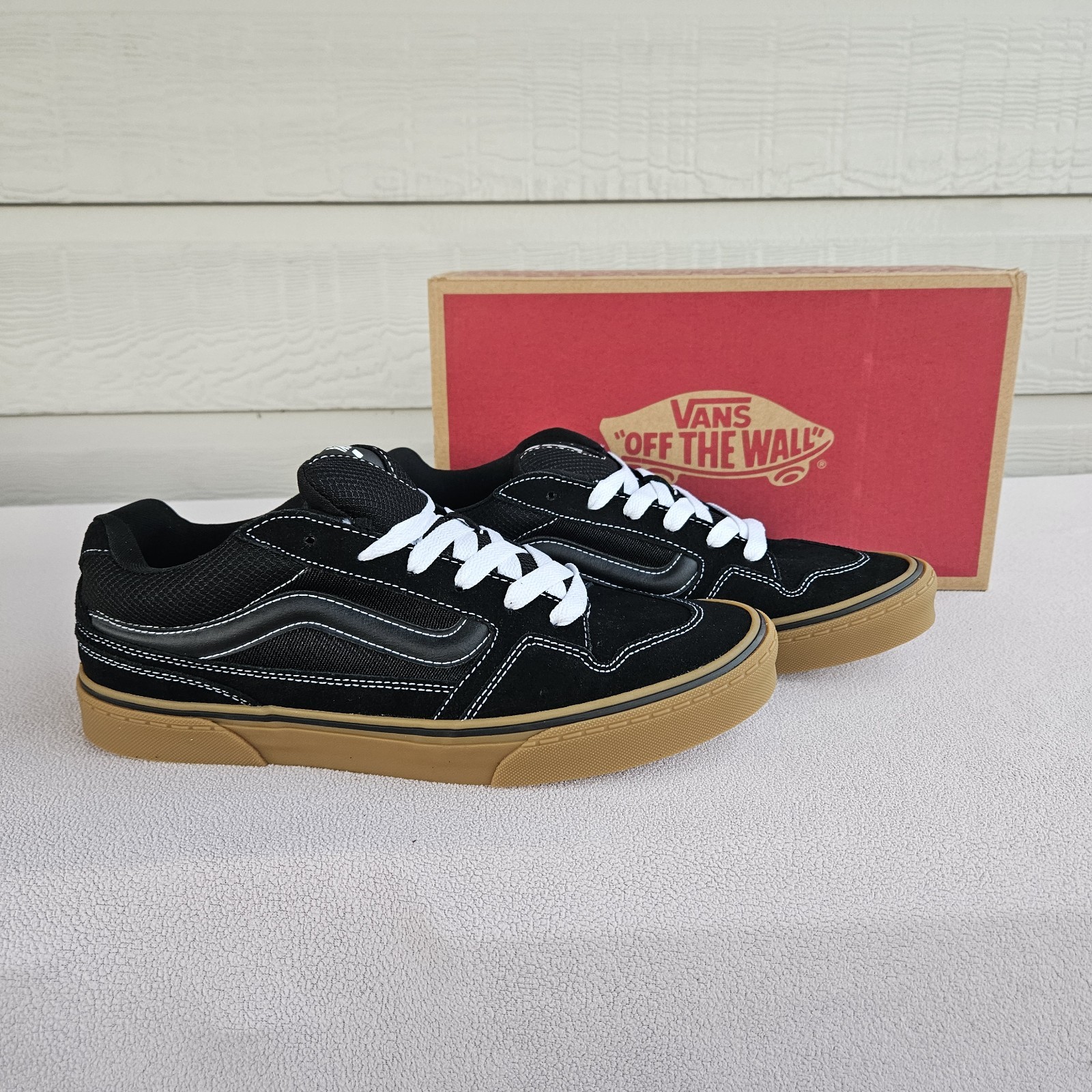 Vans Caldrone Suede Mesh Black Gum Low Top Skate Shoes Men SZ 11 VN0A5JM2B9M