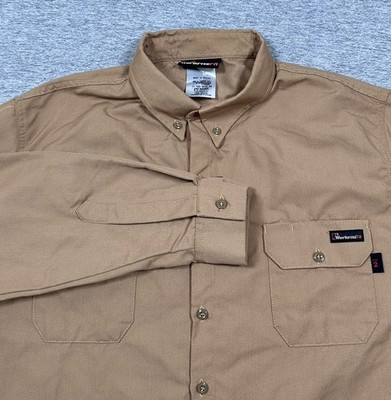 Workrite FR Shirt Mens Size XL Brown Relaxed Flame Resistant CAT 2 Workwear