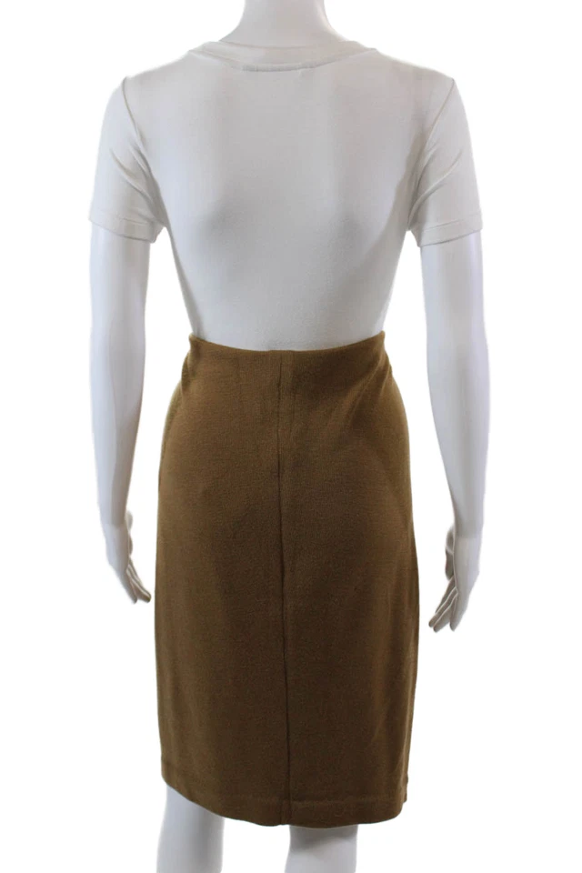 Donna Karan New York Womens Wool Drape Detail Pencil Skirt Brown Size S - Image 3 of 4