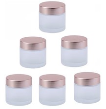 2oz Frosted Glass Cosmetic Jar With Rose Gold Lid - 3-Pack Clear Glass Jars Bulk