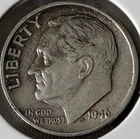 1946 S  ROOSEVELT  10c DIME 90% Silver American Coin #2