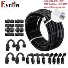 4AN-6AN-8AN-10AN Nylon Braided PTFE Fuel Line 10FT-30FT with 20 Fitting Hose Kit