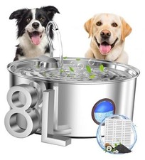Dog Water Fountain for Large Dogs- 270oz/8L Stainless Steel Dog Water Silver