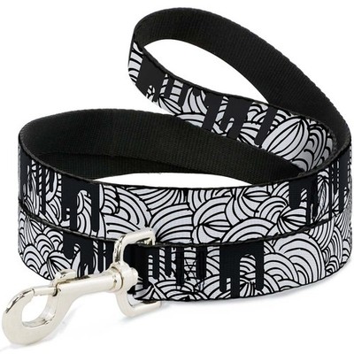 Dog Leash Doodle1/Paint Drips White/Black WIDE 1.5'' (US IMPORT)