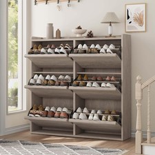 Shoe Cabinet with 6 Flip Drawers, Wooden Shoe Organizer Cabinet with Adjustable
