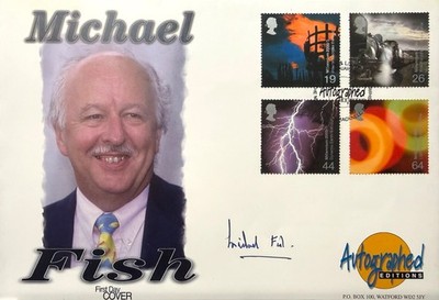 Michael Fish, kultiger britischer Wettermann, handsignierter FDC - Ersttagsbrief
