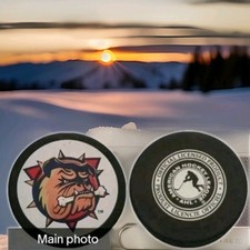 HAMILTON BULLDOGS AHL OFFICIAL HOCKEY PUCK MADE IN 🇸🇰 VINTAGE VEGUM MFG.