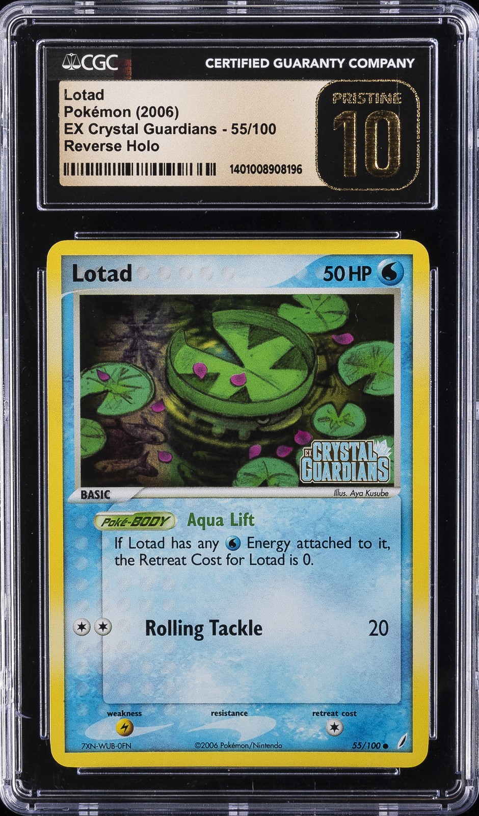 2006 EX CRYSTAL GUARDIANS REVERSE HOLO #55 LOTAD CGC 10