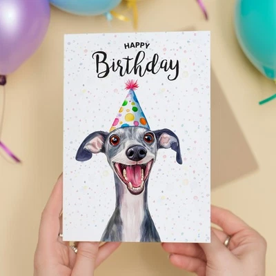 POSTCARD PRINTS Whippet Dog Birthday Card for Him/Her - Unique Gift Idea