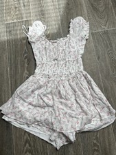 Hollister Kleid Gr. XS Weiß Grün Rosa Blume...