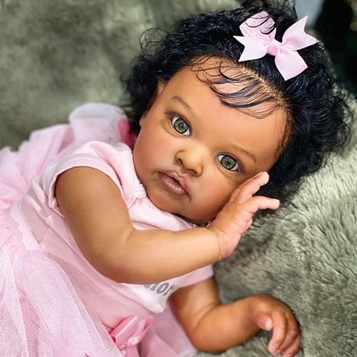 Black Skin Lifelike 24" Reborn Baby Dolls Soft Cloth Body Adorable Toddler  Toys | eBay