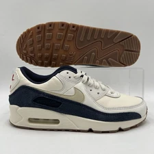 Mens Size 9 Nike Air Max 90 PRM Pale Ivory Thunder Blue Sneakers IH4379 110 NEW