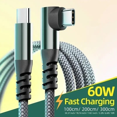 LAIHONEN 1PC USB C Cable 1M 2M 3M 10FT USB C Data Transfer 60W PD Fast Charging