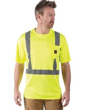 Mens Hi-vis Ansi II Short Sleeve Safety Work Utility T-Shirt, Hi-vis Yellow, ...