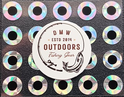 Flat Fish Eyes, Holographic SILVER 8mm (5/16''), 100/pk, Fly Tying, Lures, Jigs