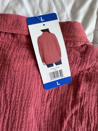 NWT Jessica Simpson Women's Gauze Button Front long sleeve Shirt Red Size Large - Picture 10 of 11