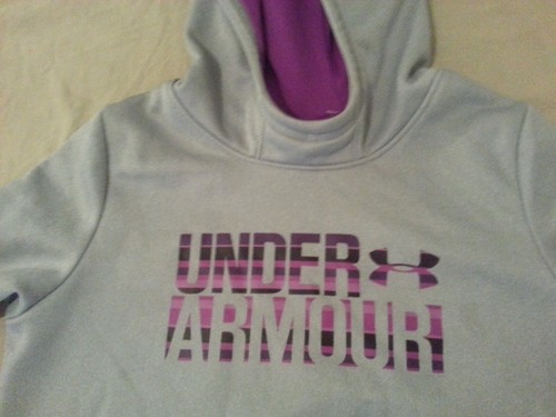 Girls Under Armour Hoodie Sweater YLG Youth L Large Grey Athletic Gym Workout - Picture 3 of 4