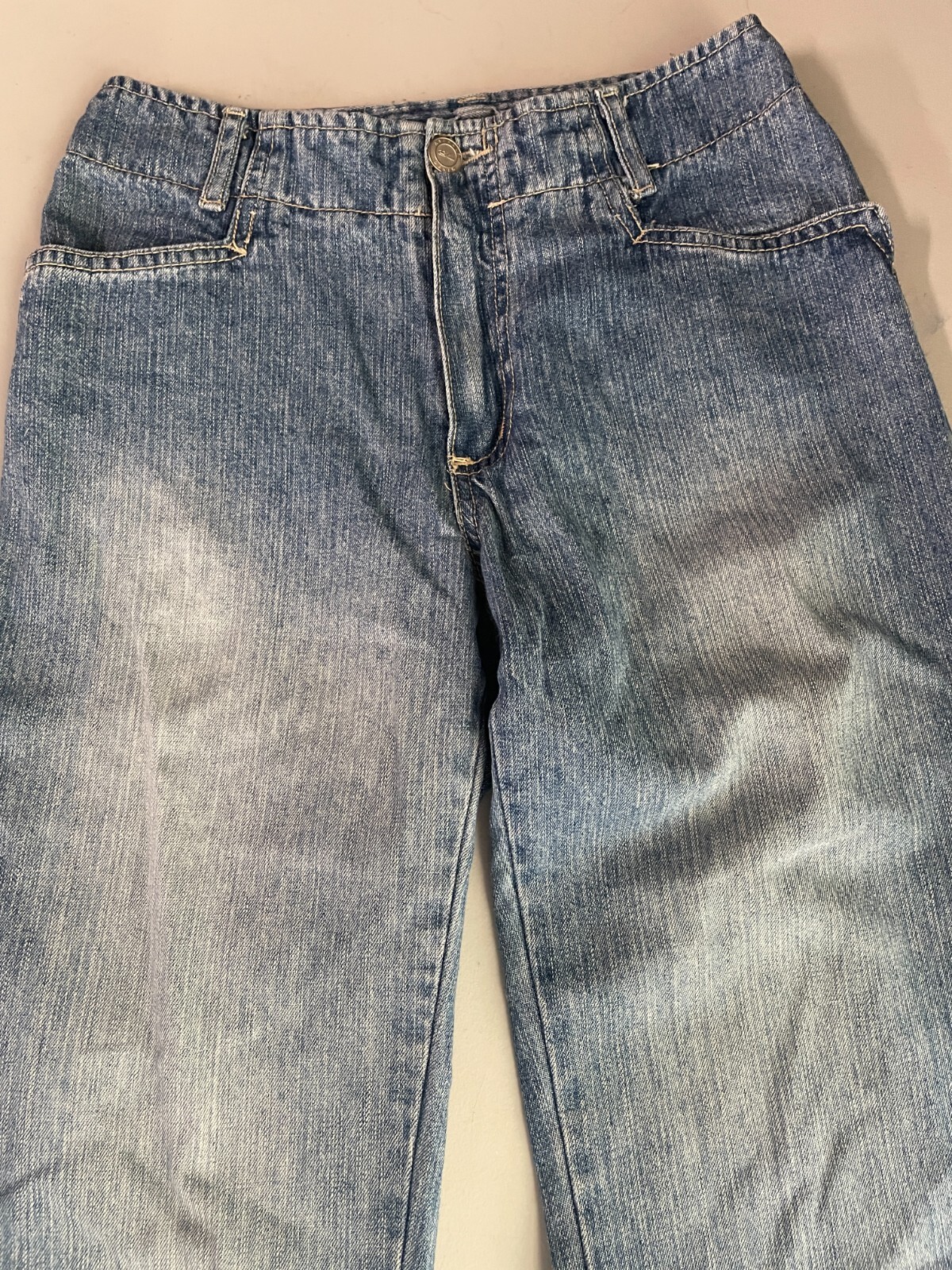Y2K Pinstriped Low Rise Flare Jeans (L)