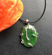 Jade Pendent Canadian Nephrite Green Jade 32X24 mm W/ cord 821