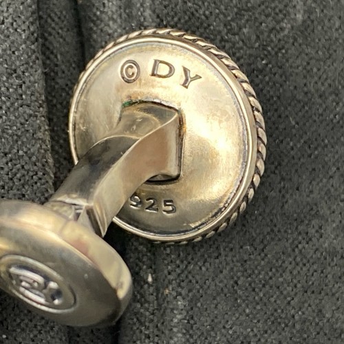 David Yurman Cufflink with Black Diamond .925 Sterling Silver w/Box - Picture 6 of 7
